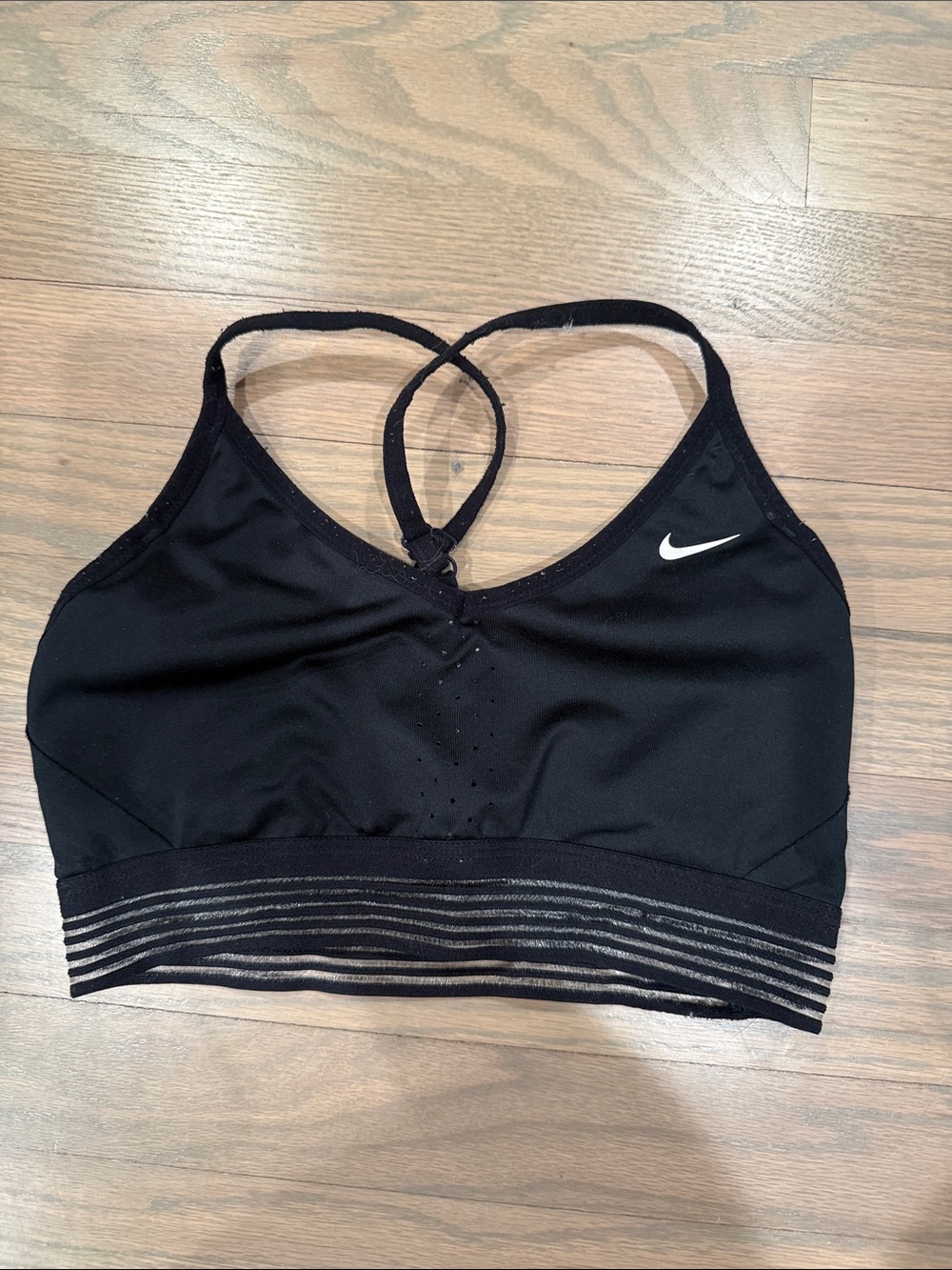Nike Black Strappy Medium-Support Sports Bra with Sheer Band